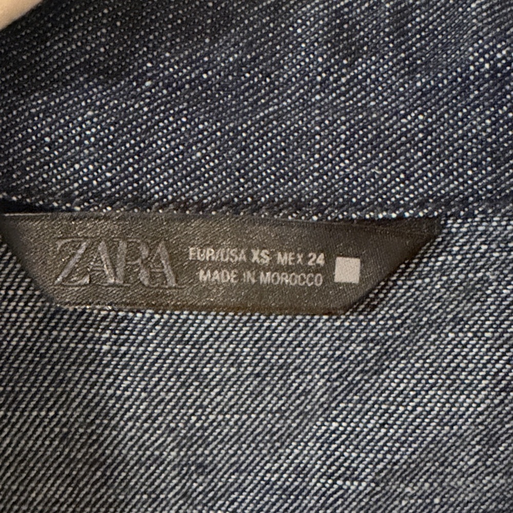 Zara Drawstring Waist Denim Utility Shirt Safari Style 3/4 Sleeve Size XS - Picture 5 of 7